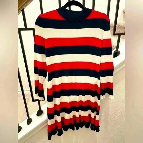 Loft Red, White, & Blue Sweater Long Sleeve Dress - Picture 1 of 5